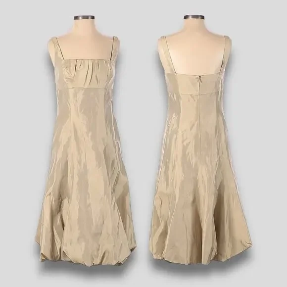 VERA WANG MAIDS SATIN COCKTAIL FORMAL DRESS CHAMPAGNE IVORY MEDIUM 6 - Picture 1 of 10